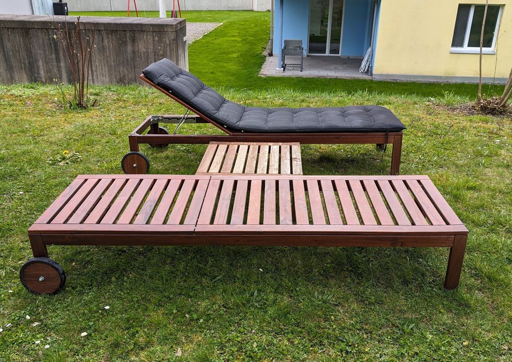 Sonnenliege/Liegestuhl ÄPPLARÖ von IKEA mit Polster & Tisch Kaufen