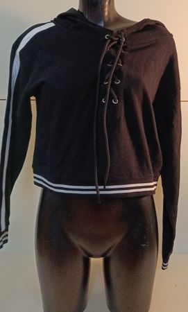 Hoodie, schwarz, mit Schnürung, Gr. S, neuwertig (nov261)
