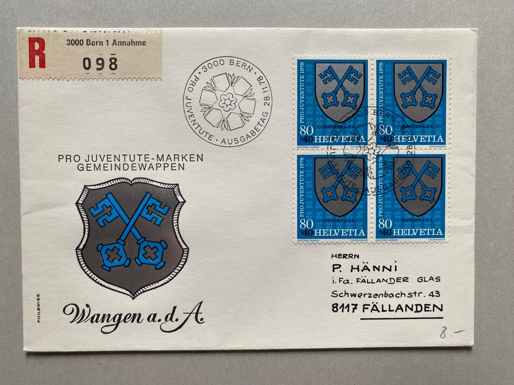 Alle Briefmarken: 5 FDC Pro Juventute Gemeindewappen I 1978 ET – Gebraucht aus Kirchenthurnen von Scherzengel 4