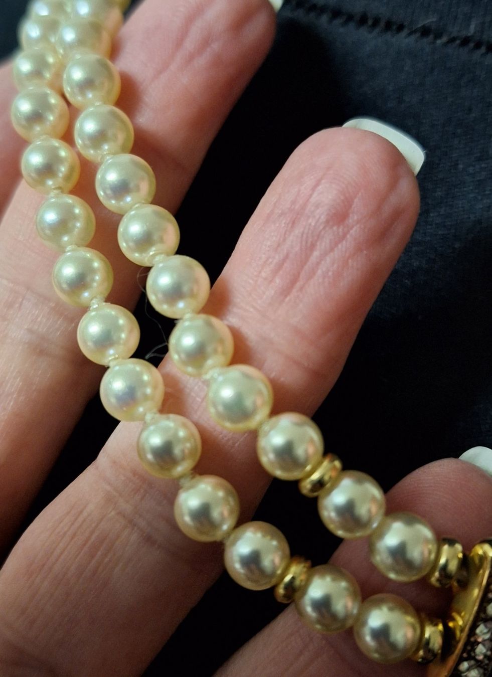 Catenine: Modeschmuck Perlenkette mit Strassherz / goldfarben – Usato da Muri AG venduto da Edlerweiss 3