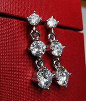 Boucles d'oreille argent diamants de moissanite de 1,8  ct