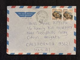 Enveloppe Italie USA par avion 21.7.85