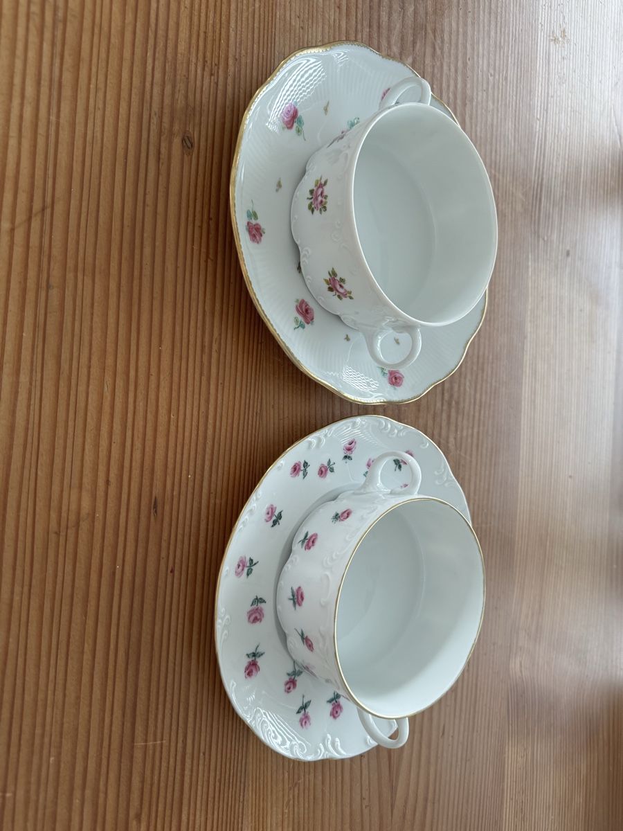 Rosenthal Set di piatti: 2 Suppentassen mit Unterteller, Rosenthal Classic Rose – Usato da Lanzenhäusern venduto da Galaa 1