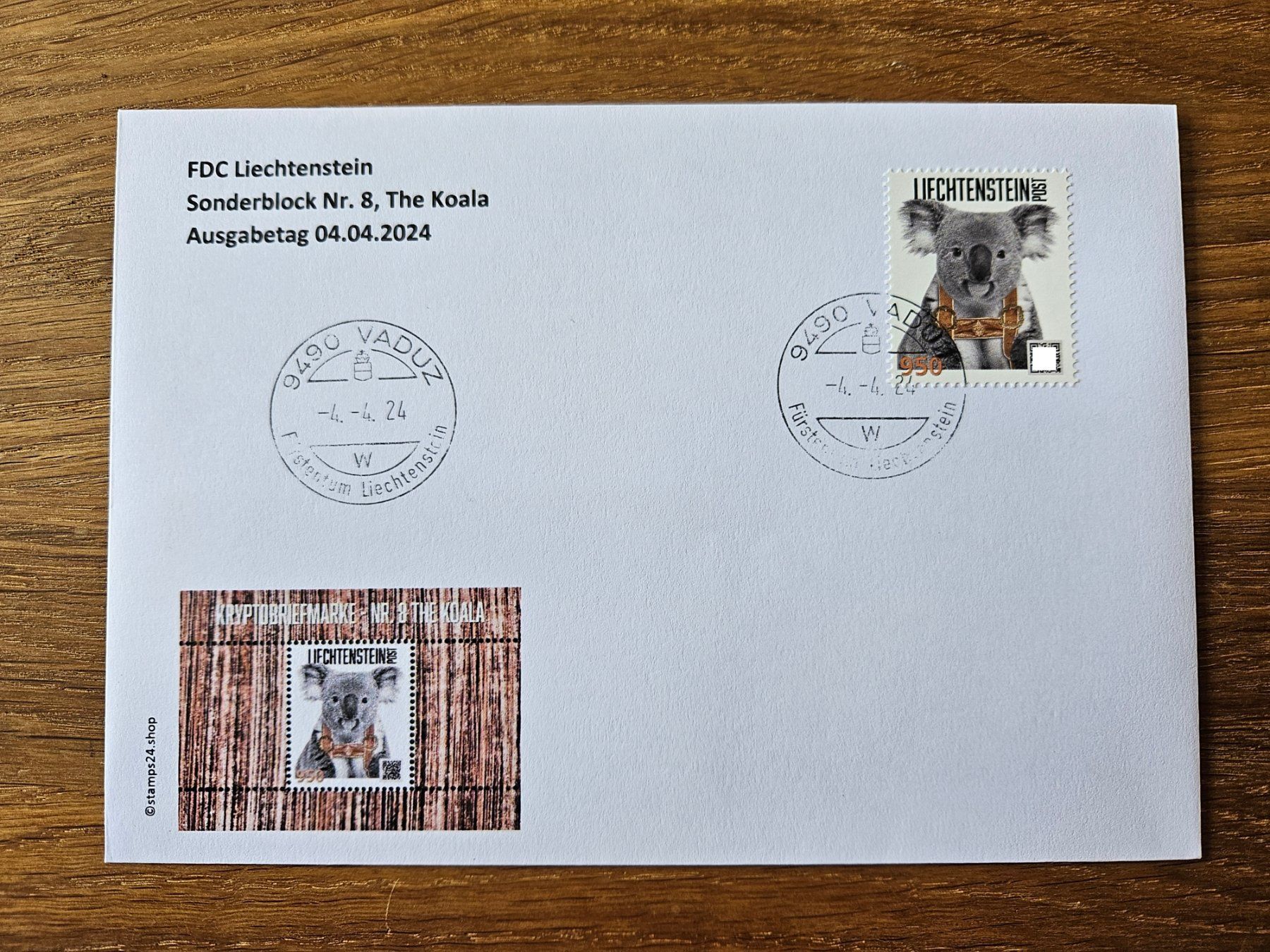Tutti i francobolli: FDC Ausschnitt Crypto-Stamp Nr. 8, The Koala, Orange – Usato da Rickenbach SO venduto da Bytebull