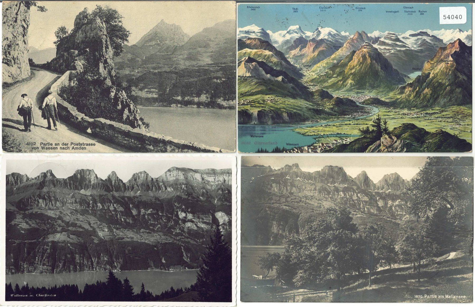 Ansichtskarten: 4 AK - Am Walensee Wallensee – Gebraucht aus Ettingen von Kartenplanet
