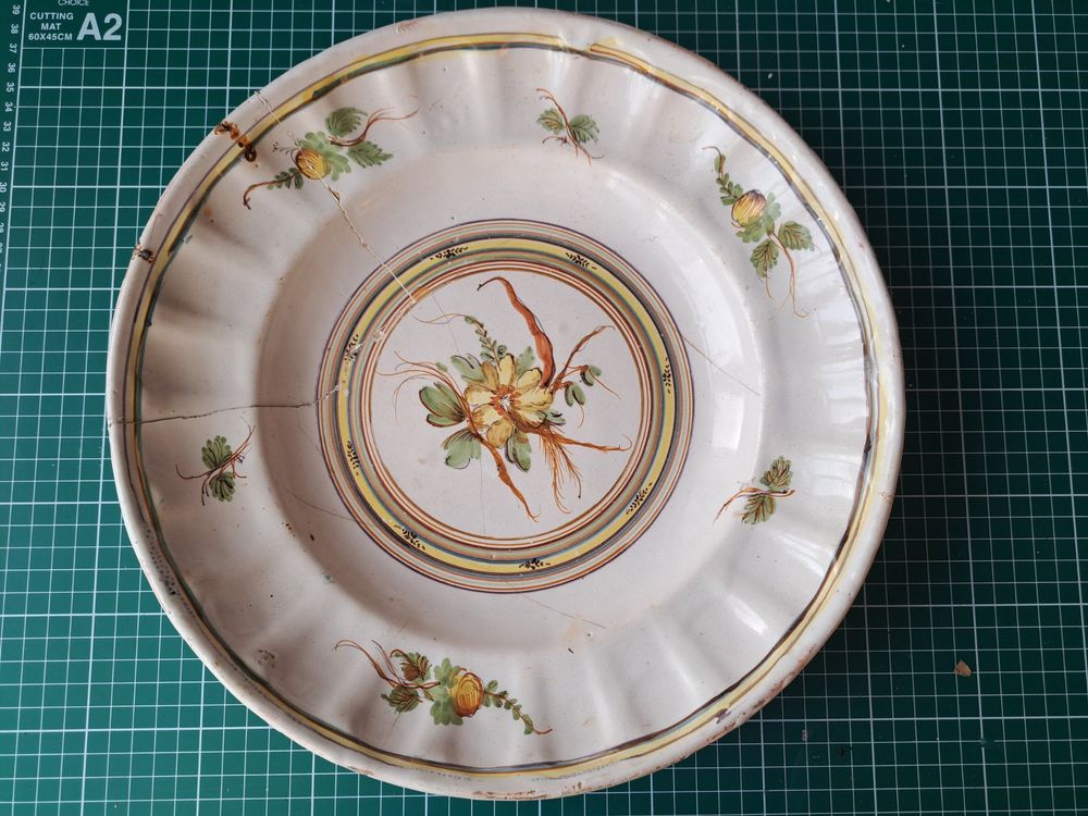 Assiette Creuse Ancienne Efel-Bx – Céramique Blanc Et Vert – Modèle BE 721