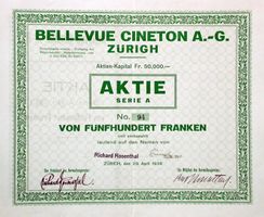 Bellevue Cineton AG, Zürich A  - 1928