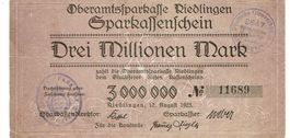 Riedlingen 3 Mil.Mark mit Stempel 12.08.1923 VZ-VZ+