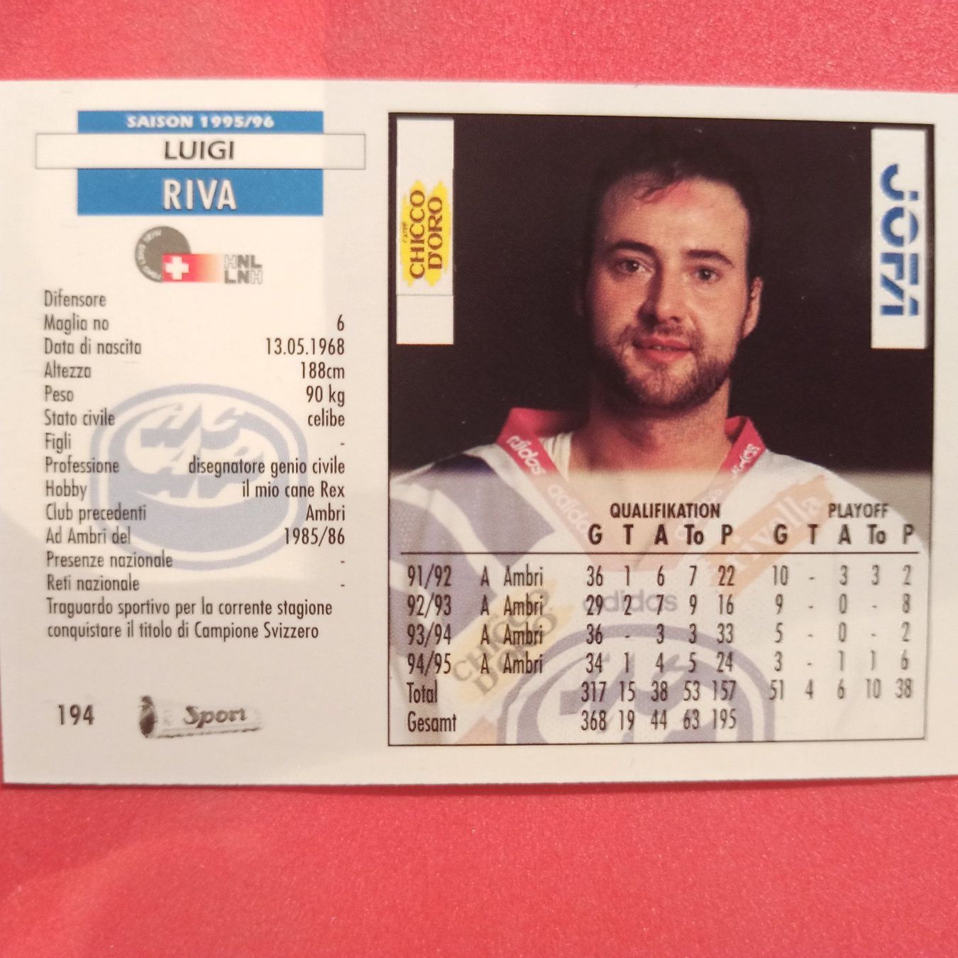 Sammelbilder & Trading cards: Luigi Riva - HC AMBRI - 1995/96 – Gebraucht aus Dübendorf von kb86_MOVIE 1