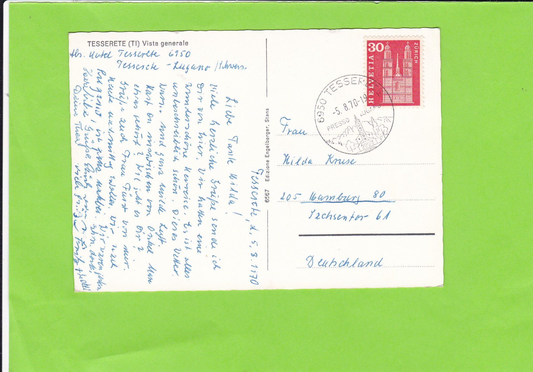 Cartoline postali: Tesserete Vista generale – Usato da St. Peterzell venduto da neckertal 1