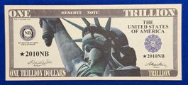 **1 Billion Dollar USA Fantasie-Gedenknote in Top**