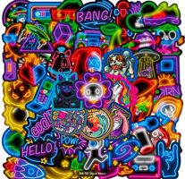 50 Neon sticker Aufkleber