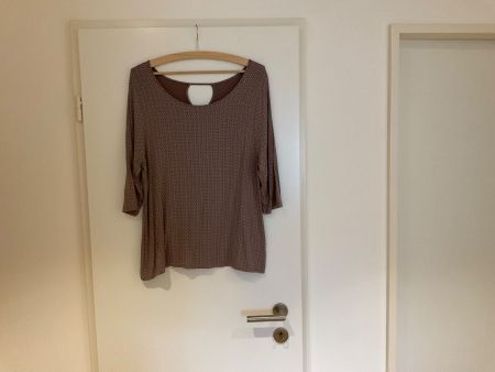 Damen Langarmshirt braun  -weiss Gr. 44 eher 42 Bluse