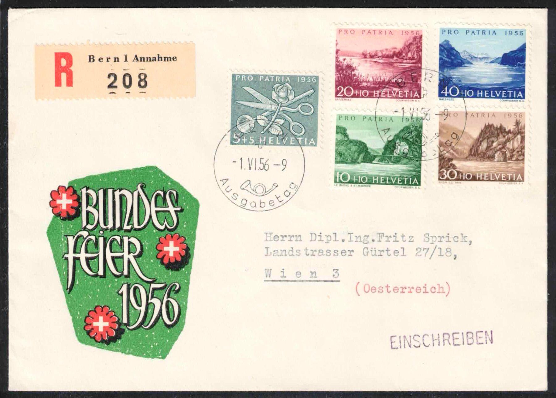 Tutti i francobolli: 1956 Pro Patria FDC Illustration P2 – Nuovo (secondo la descrizione) da Nuglar venduto da Stamp88