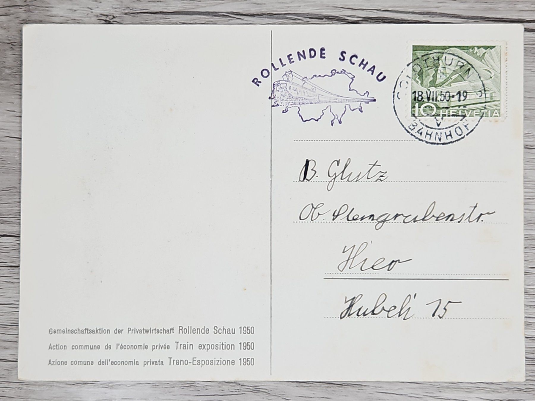 Tutti i francobolli: CL04 Carte Postale + Timbre Suisse 1950 – Usato da Cousset venduto da Patrick_Collections 1