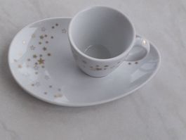 Langenthaler Porzellan Espresso Tasse und Teller.