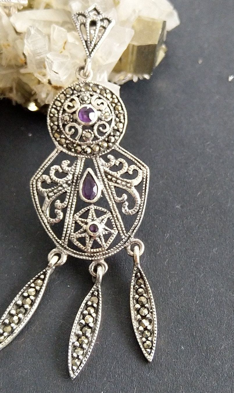 Orecchini pendenti & Orecchini a lobo: XL OHRRINGE MARKASITEN IN 925 SILBER – Usato da Romanshorn venduto da BoutiqueA 1