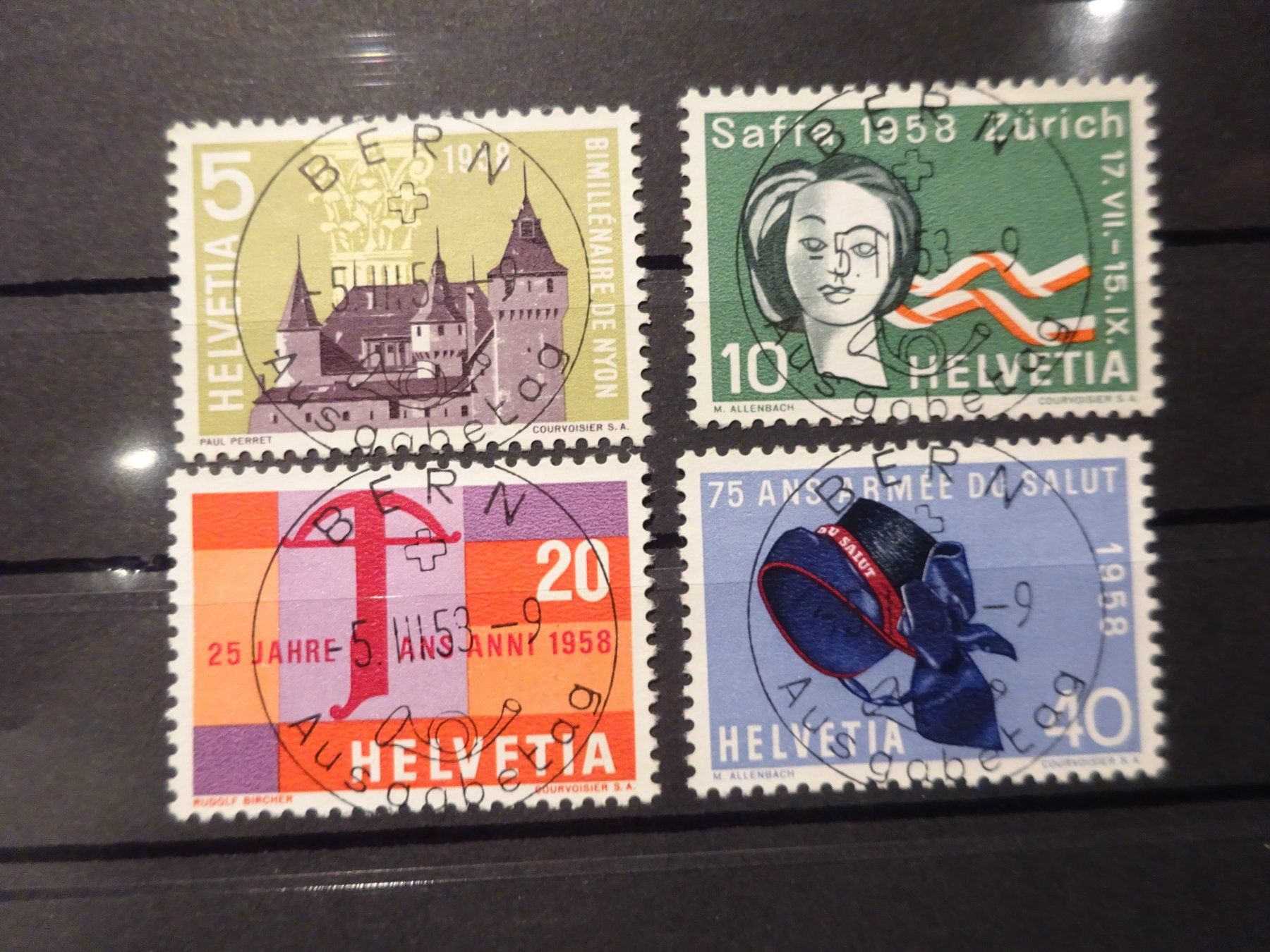 Tutti i francobolli: 1958 Z-Nr. 334 - 337 ET-Voll BERN – Usato da Appenzell-Steinegg venduto da adi1975 2