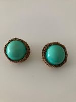 Vintage OHRCLIPS BOHO Style in Aqua-Grün