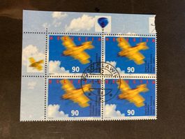 Schweiz 2001 4er-Block l 100 J. Aero Club gest. 1.5. Flawil