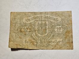 Vorarlberger Landeskasse Gutschein über 10 Heller, 1919