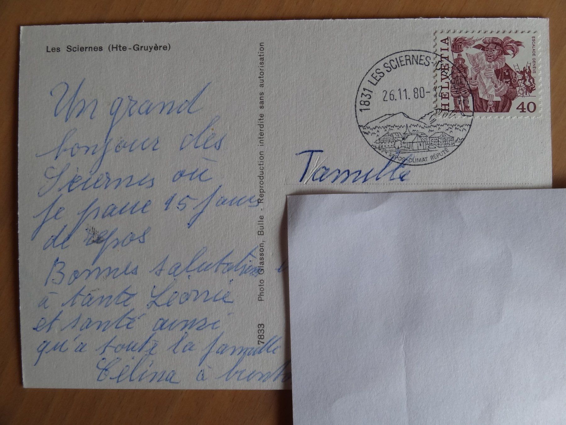 Cartoline postali: Les Sciernes - Hte-Gruyère - 1980 – Usato da St Léonard venduto da Riglin 1