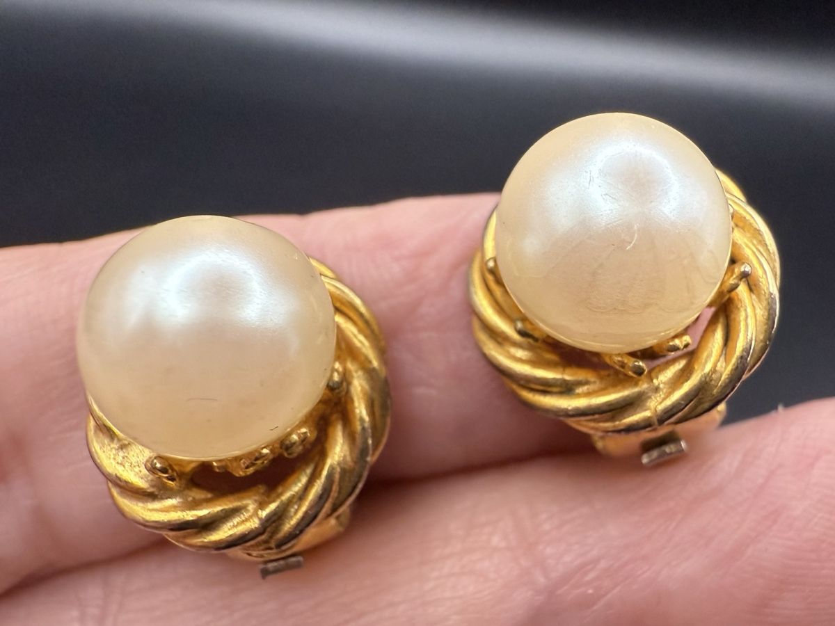 Orecchini pendenti & Orecchini a lobo: Vintage Goldfarbene Ohrringe mit Perlen, Clip – Usato da Lamone venduto da LaCantinaMagica 6