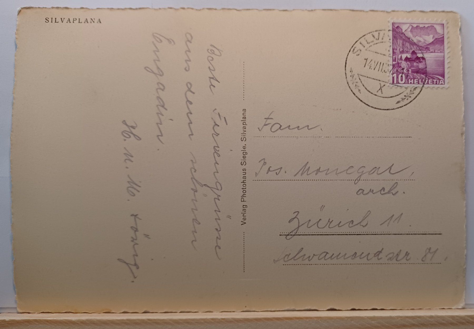 Cartoline postali: GR, SILVAPLANA, 1937, GELAUFEN – Usato da Aarau Rohr venduto da mgvw 1
