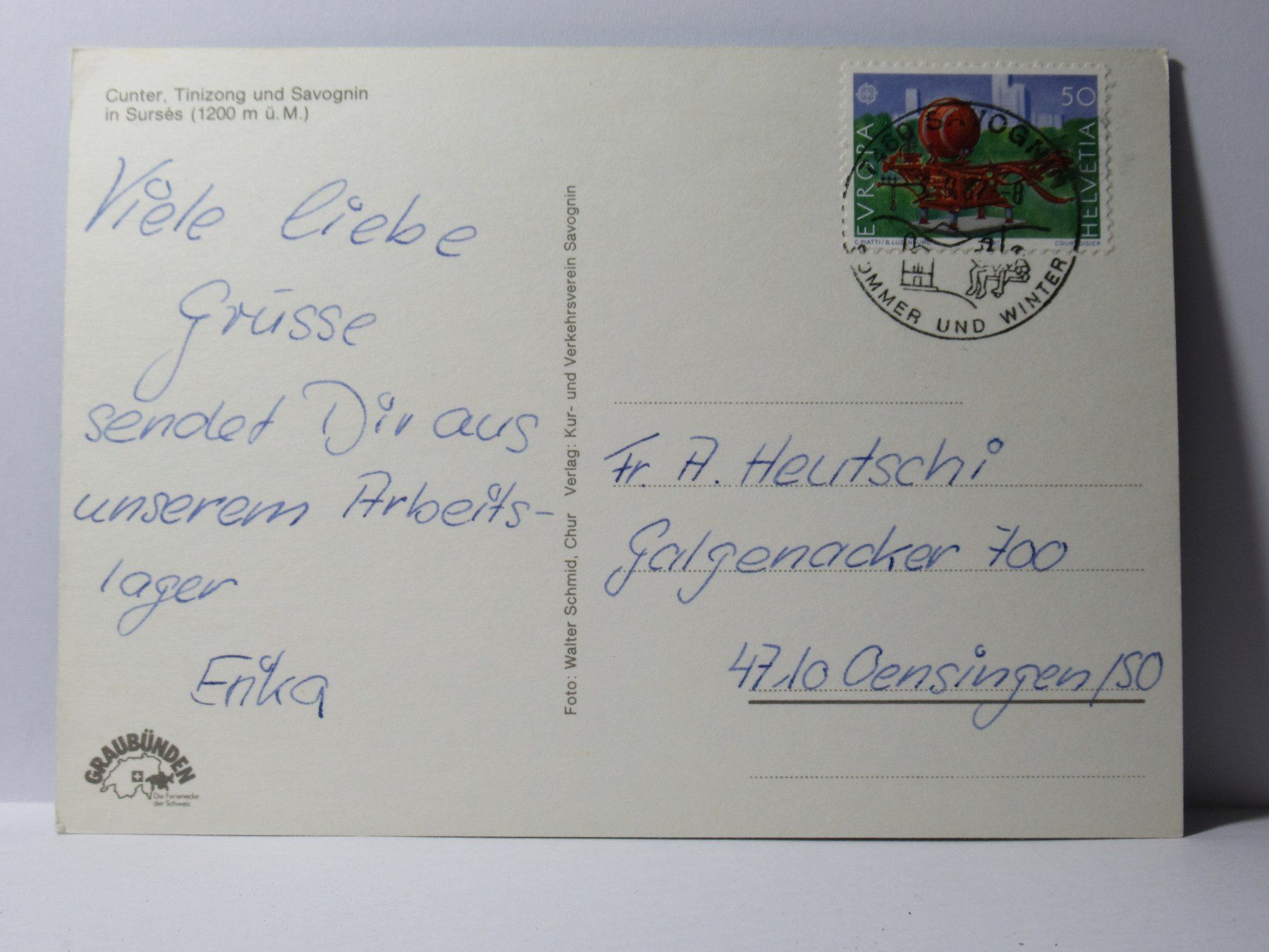 Cartoline postali: Savognin , Kirche – Usato da Grenchen venduto da Bluemchen1900 2