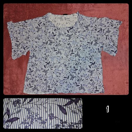 Shirt, lavendel-fliederfarben-weiss gestreift, XL, NEU