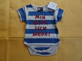 NEUER Body grau "Min Götti isch mega!" Gr. 50/56 - 260717