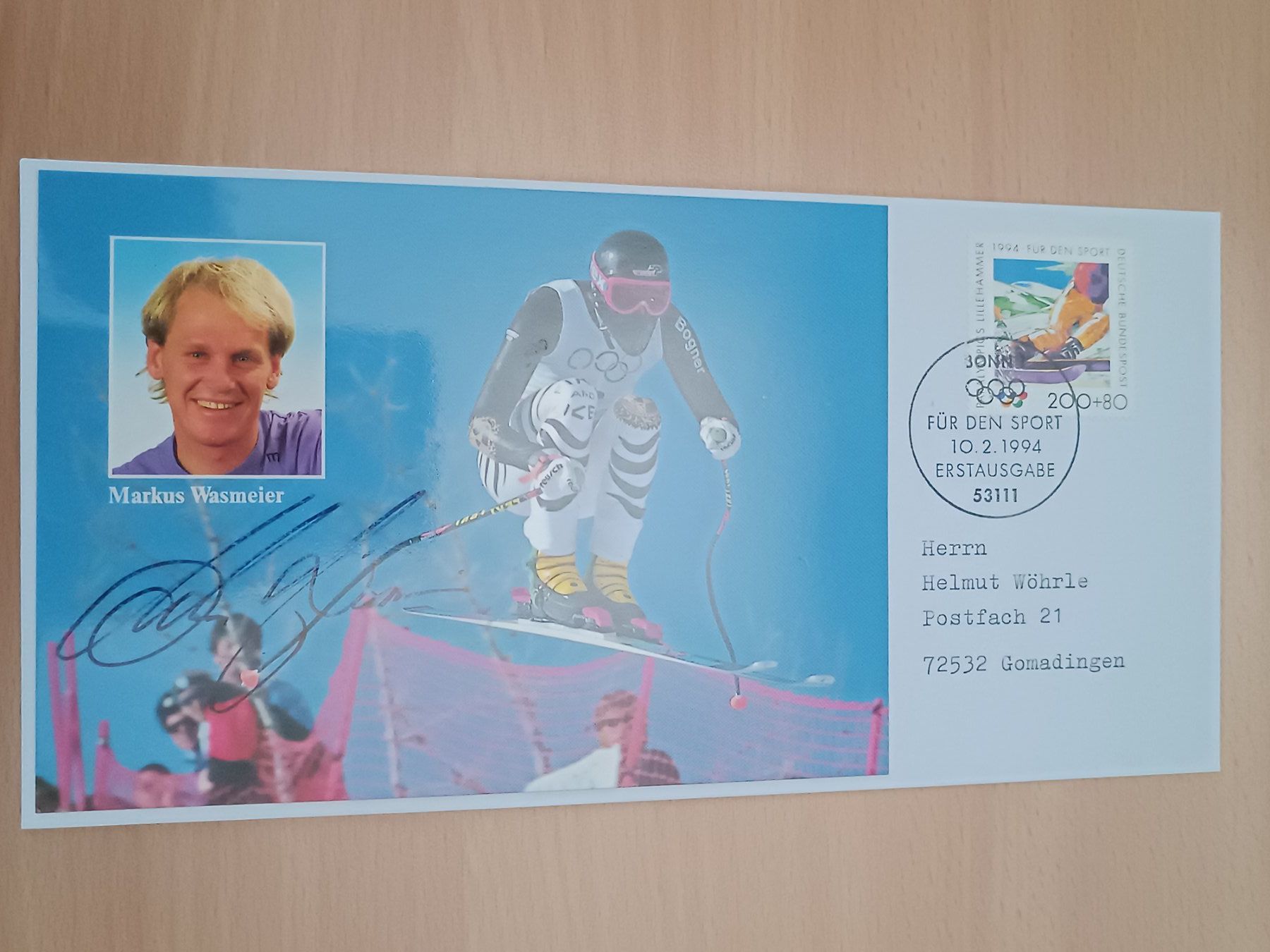 Autografi: Markus Wasmeier - handsignierte mit Sonderstempel FDC – Usato da Menziken venduto da Artographs