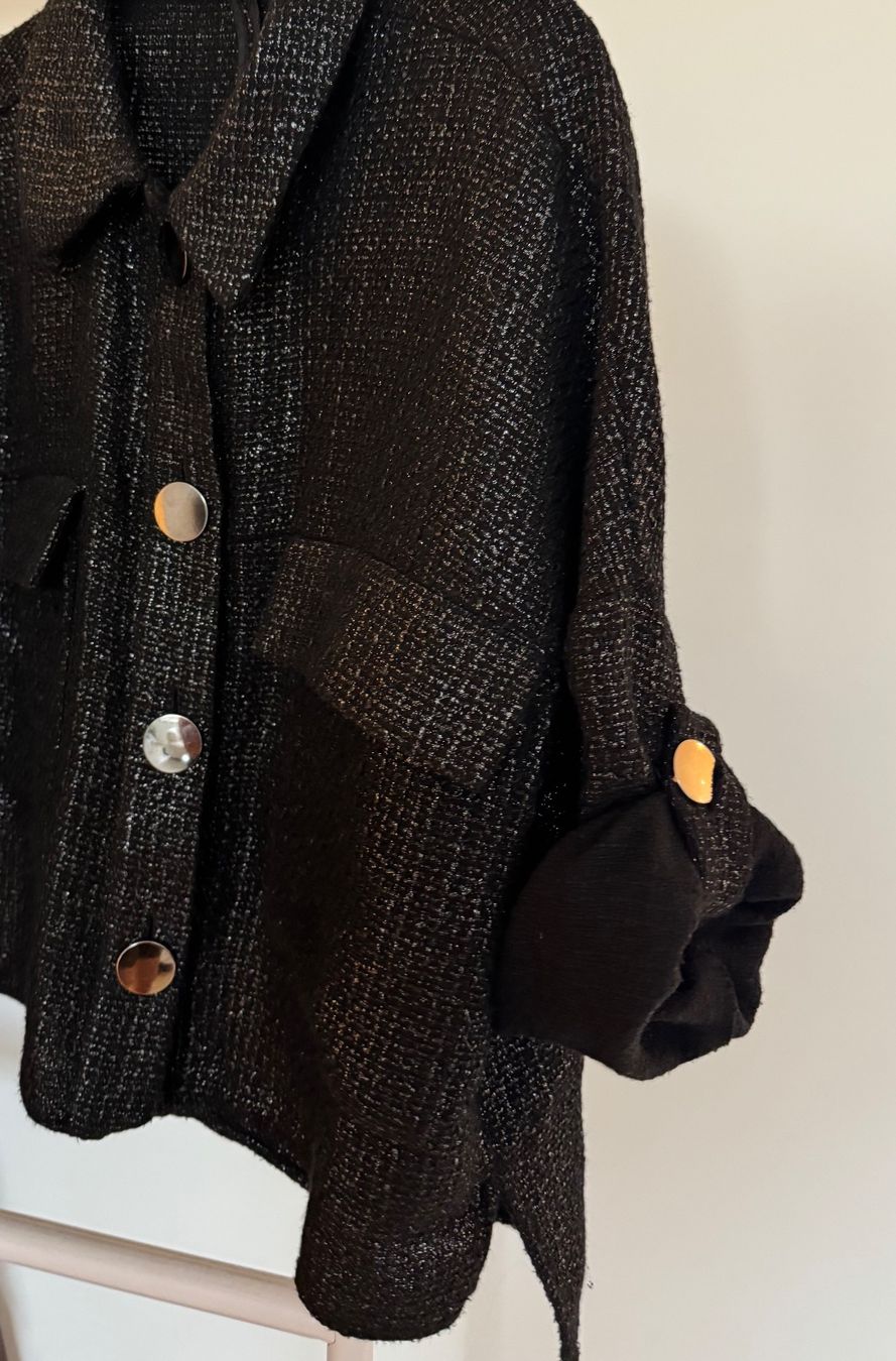 Zara Giacche: Zara Black Shimmer Overshirt / Lightweight Jacket – Usato da Zürich venduto da di_archive 4