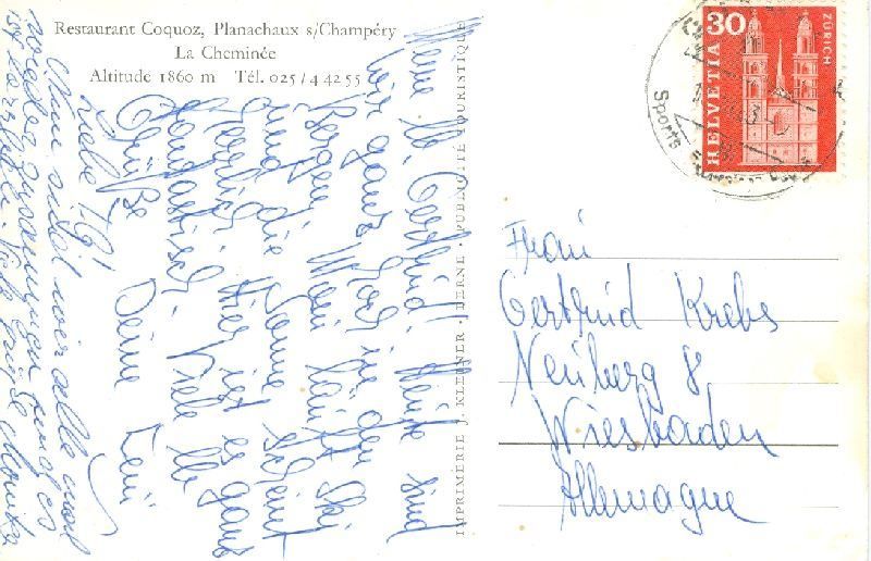 Cartes postales: Champéry -Planachaux Rest. Coquoz 1963 – D'occasion à Emmenbrücke par teestube 1