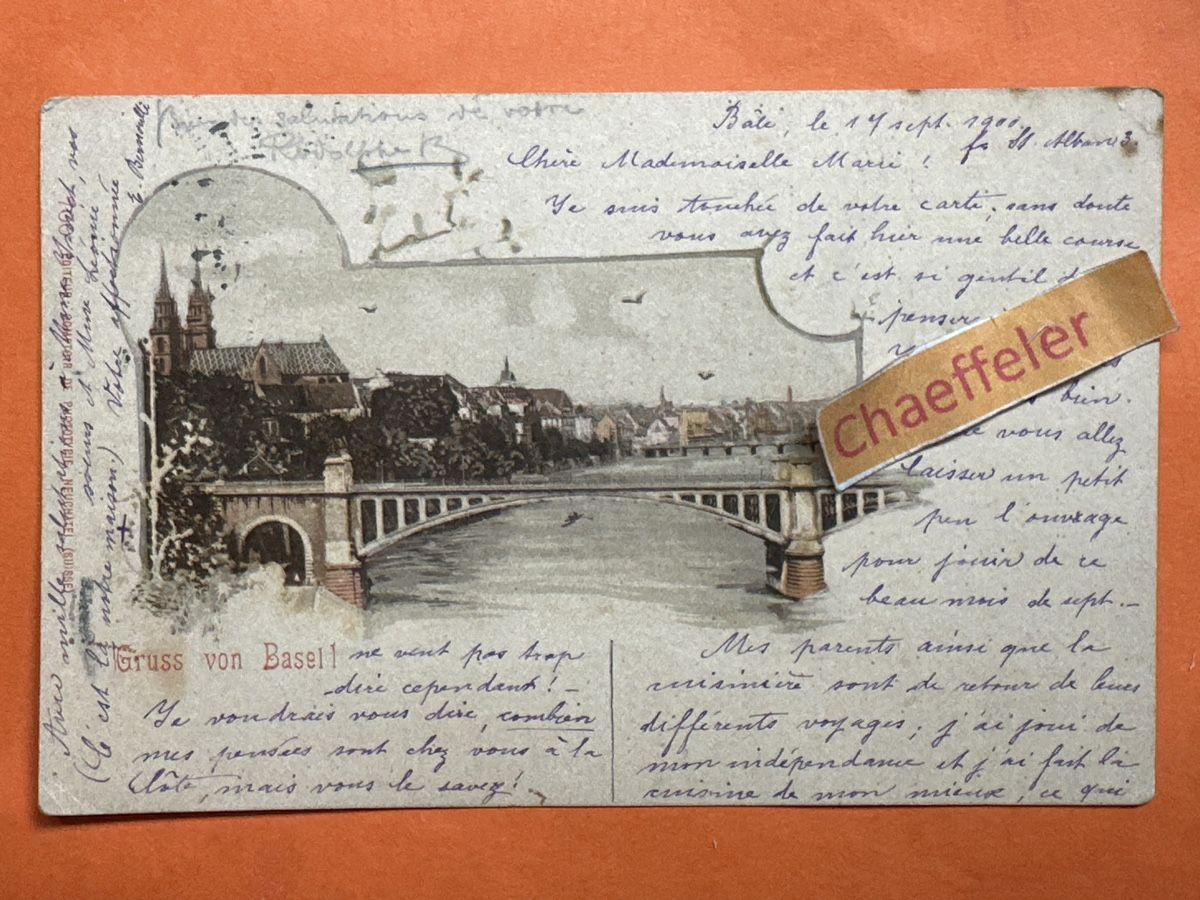 Ansichtskarten: 1900 Gruss aus Basel. – Gebraucht aus Zürich von Chaeffeler