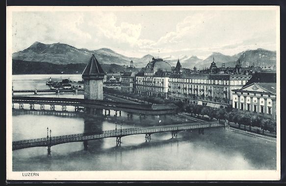Cartes postales: Luzern, Wasserstege mit Turm und Uferpan – D'occasion à Berlin par bartko-reher