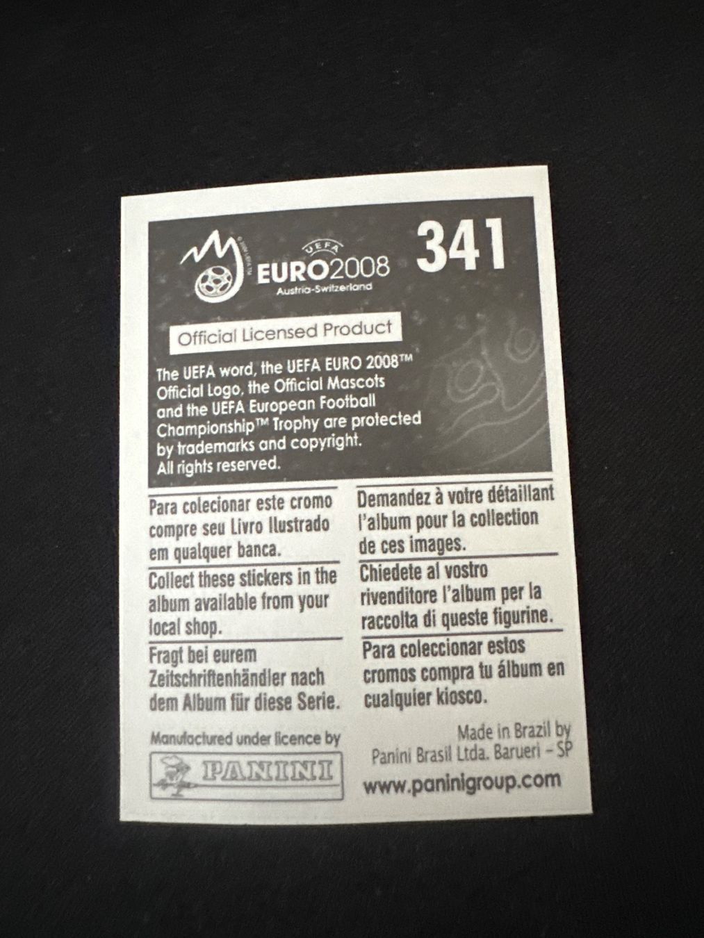 Panini Carte collezionabili: Panini UEFA EM 2008 Sticker - Nr. 341 – Usato da Sulz AG venduto da DealWerk 1