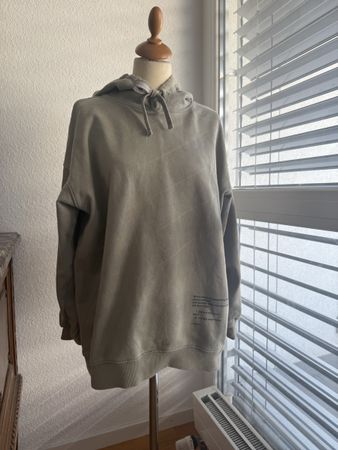 Sweat à capuche long H&M - vert kaki - avec texte - taille S