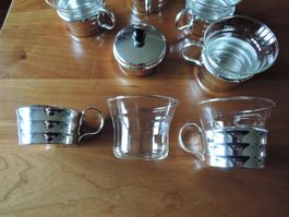 '50 Jahren Fifties Vintage Teegläser Teehalter  Zuckerdose