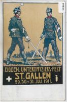 Eidg. Unteroffiziers-Fest St. Gallen Juli 1911- Litho