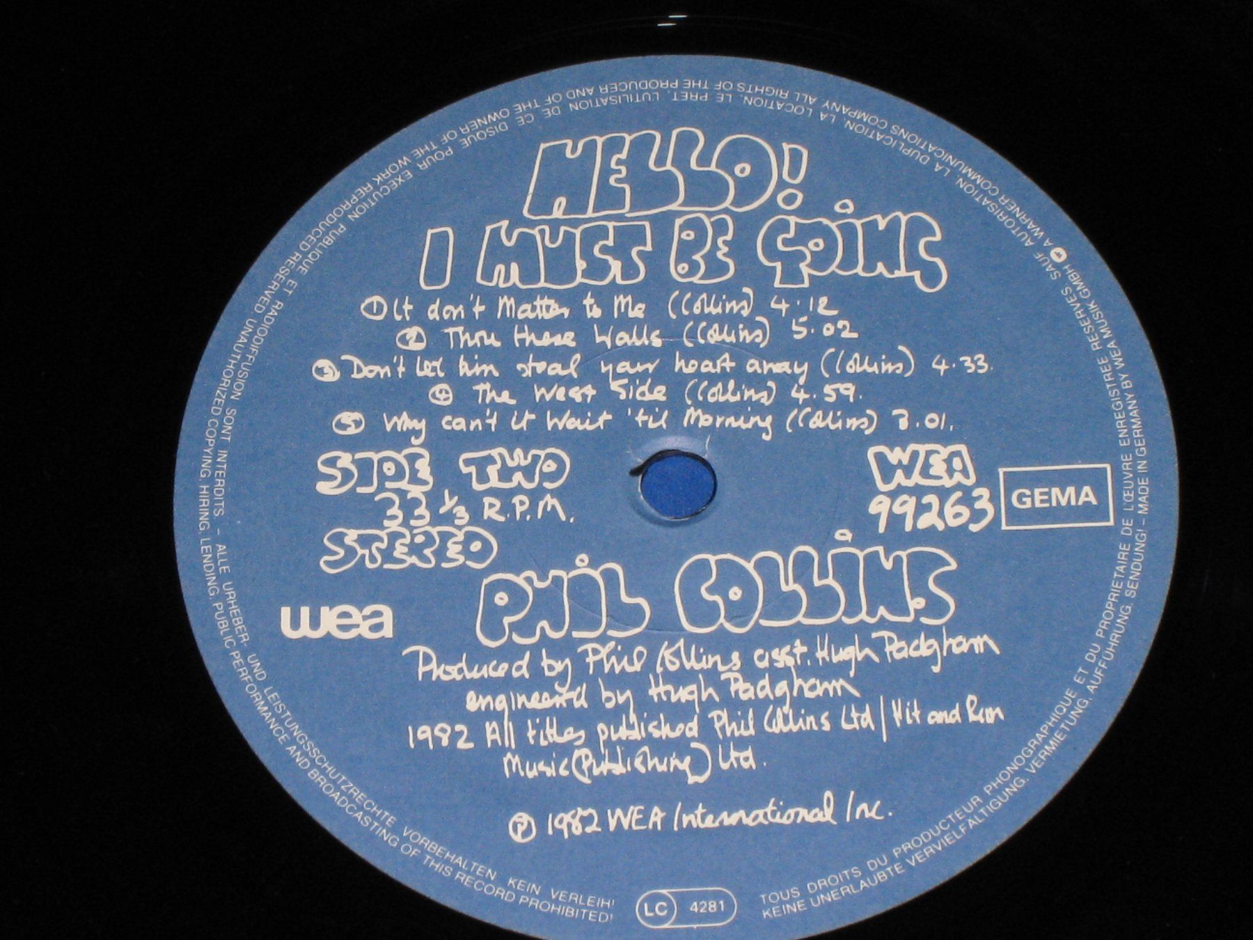 Schallplatten: LP - PHIL COLLINS - HELLO, I MUST BE GOING! – Gebraucht aus Steckborn von Quo7 3