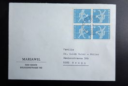 1971 Brief mit Kehrdruckviererblock Standesläufer 1960