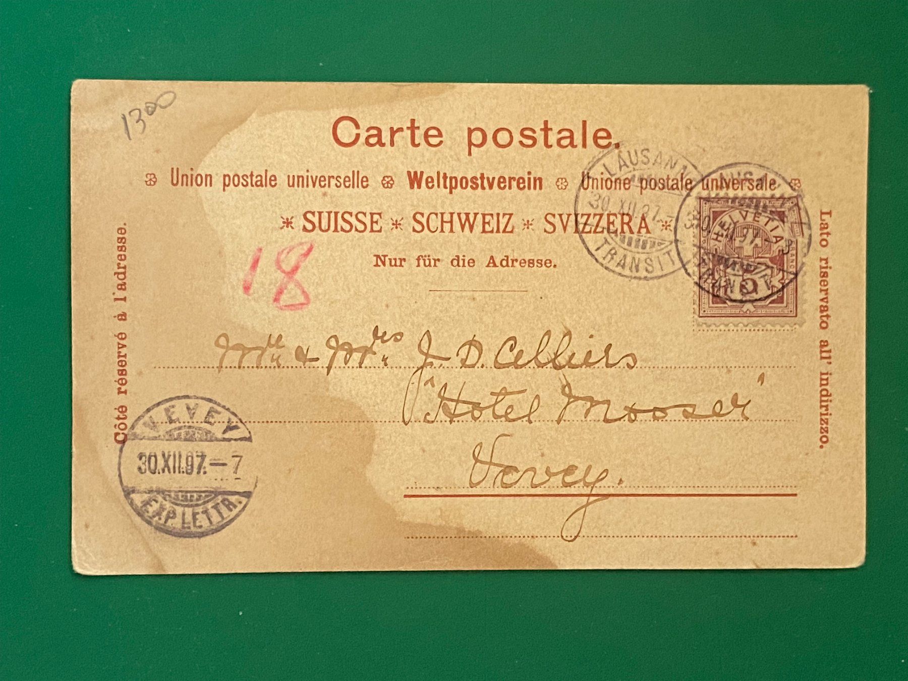 Cartoline postali: Souvenir de Lausanne - 1897 !!! – Usato da Steg VS venduto da danwer74 1