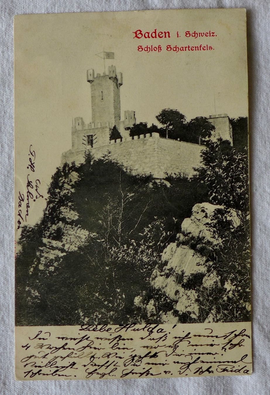 Cartoline postali: AK BADEN AG, Schloss Schartenfels – Usato da Wallisellen venduto da aloa09