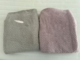 Kuscheldecken 2 Stück, Polyester, hellrosa und greige