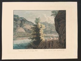 Domleschg Ortenstein  altkolorierte Aquatinta von Meyer