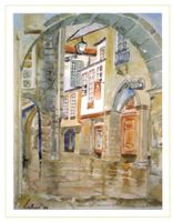 AK Santiago de Compostela, Aquarell von Hannes Stricker