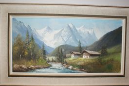 Ölgemälde, Berglandschaft mit Bachlauf, Top Zustand!