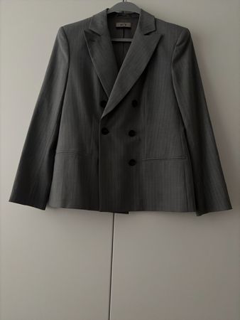 Damen Kostüm K.T. grau gestreift Blazer und Rock Set