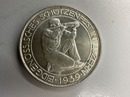 5 Fr. Schweiz Silber Eidg. Schützenfest Luzern 1939